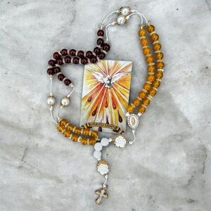 Handmade Holy Spirit Rosary Set with Prayer Card